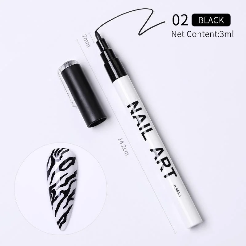 1 Pc Summer Neon Nail Art Drawing Pen Graffiti Nail Acrylic Pen Waterproof Painting Liner DIY 3D Abstract Lines Nail Art Tools-Nail Inspo