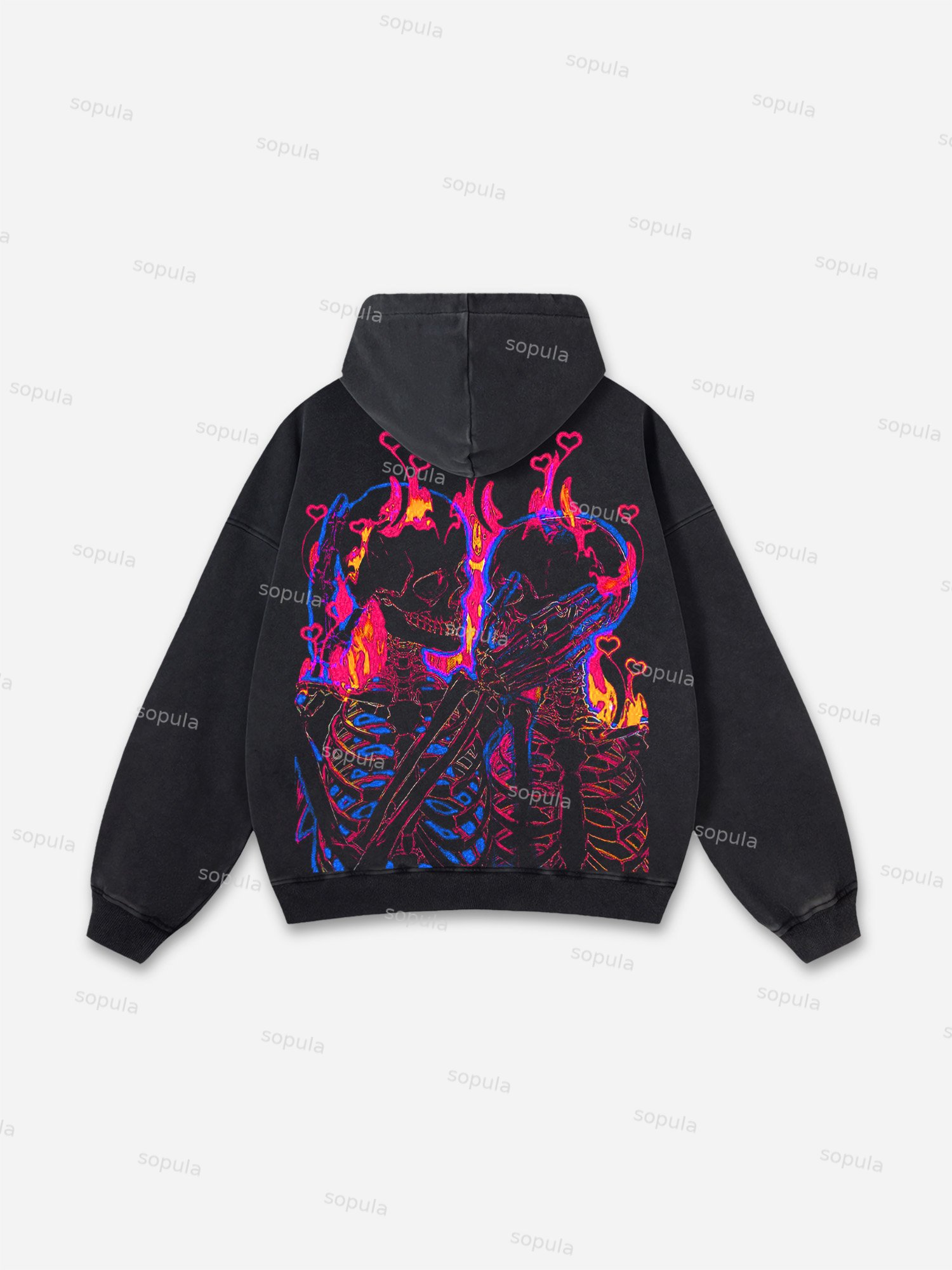 Sopula Vintage Til Death Do Us Part Graphic Acid Washed Hoodie - SOPULA