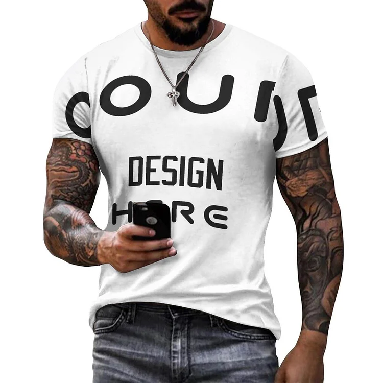 Full Print Personalized Design Men's Cotton T-shirt