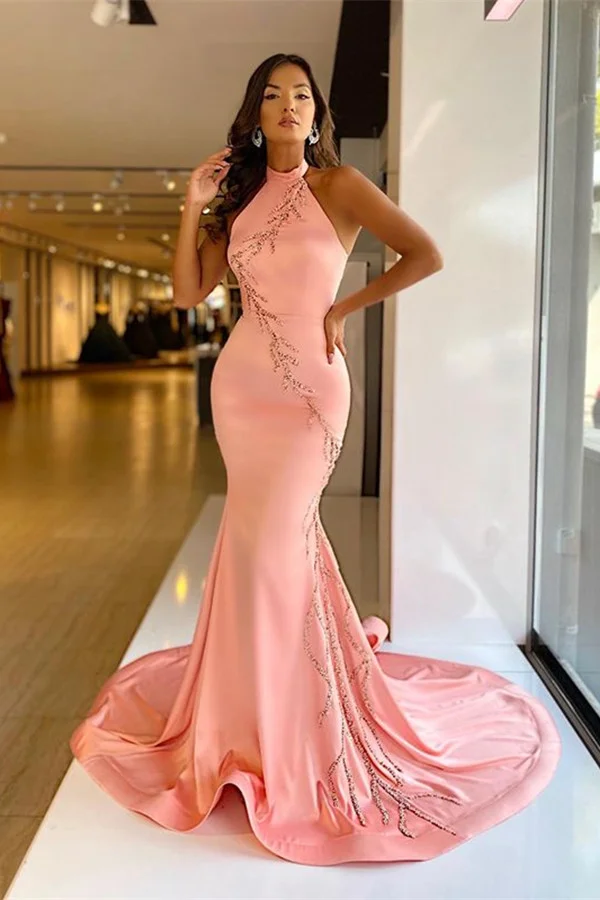 Bellasprom Sleeveless Mermaid Prom Dress Beadings High Neck