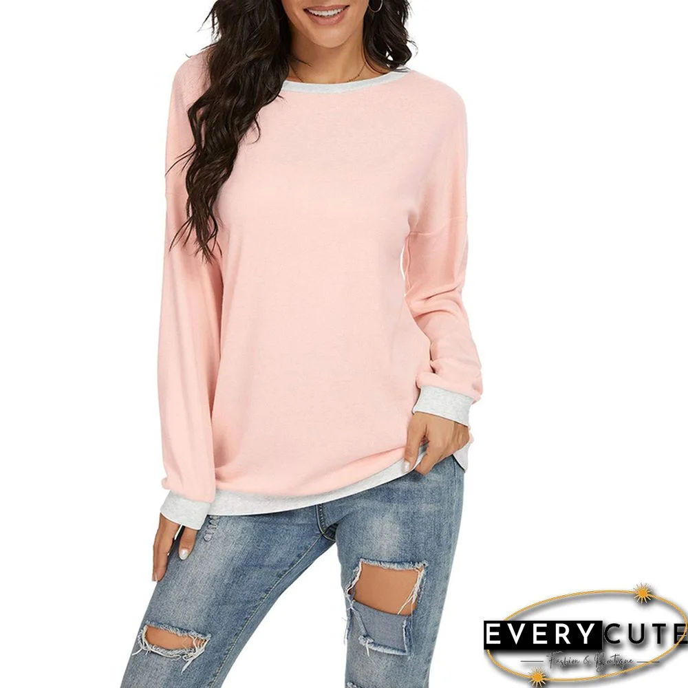 Light Pink Off the Shoulder Long Sleeve Top