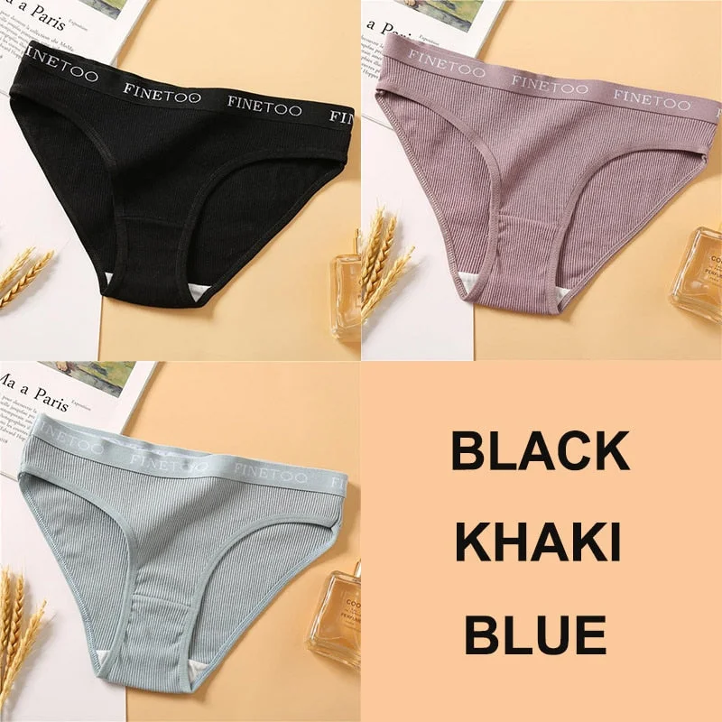 3PCS Women Cotton Underwear Panties Female Sexy Briefs Brand  Band Waist Pantys Set Solid Color Intimates Lingerie for Girl M-XL