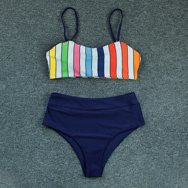 Sexy Bikini 2021 New Swimwear Women High Waist Swimsuit Bikini Set Tube Top Beachwear Bathing Suit Brazilian Biquini Swimming XL