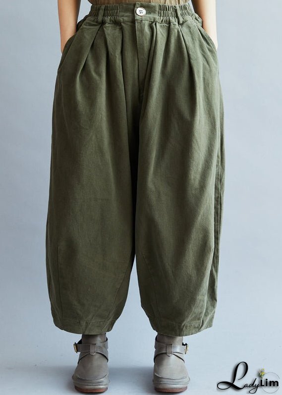 Chic Army Green Pockets wide leg pants Spring