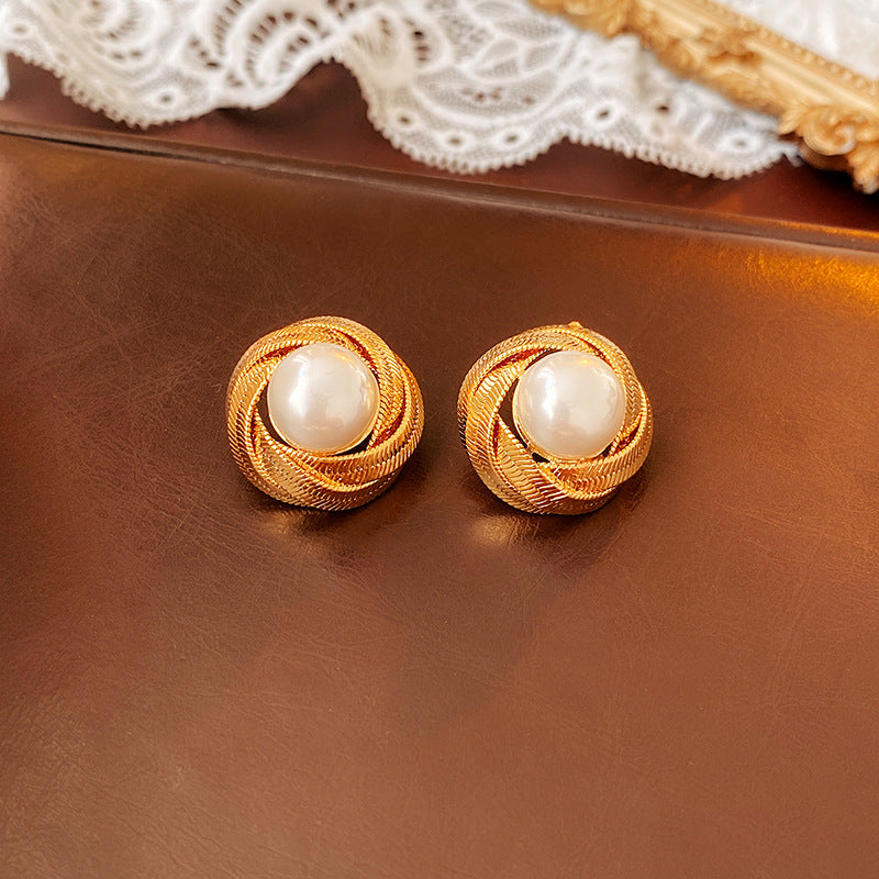 Mid-century Modern Circle Geometric Copper Electroplating Earrings3