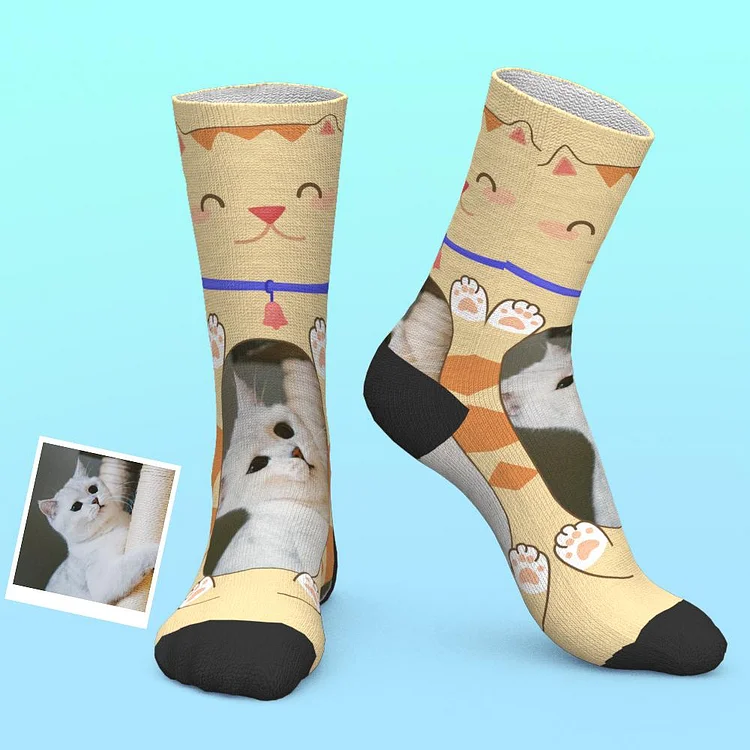Custom Cat Face Socks Cute Art Pattern Gifts For Cat Lovers