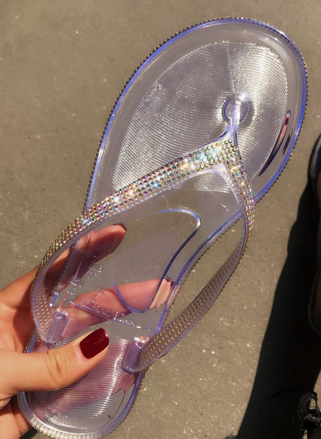 leather rhinestone flip flops