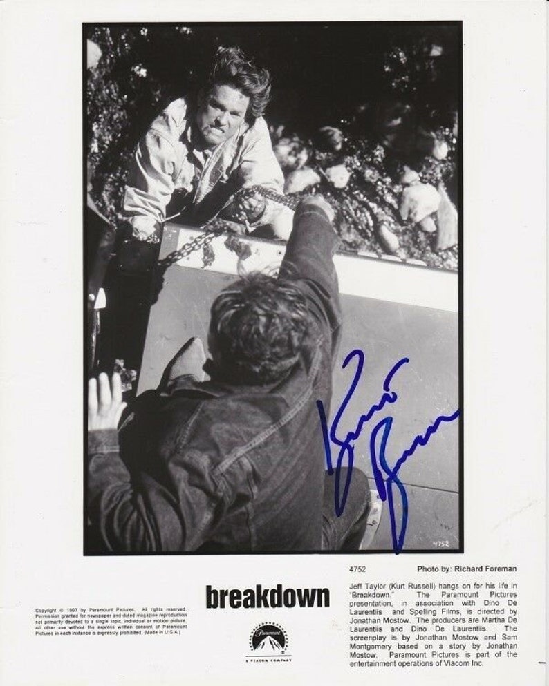 Kurt russell signed autographed breakdown jeff taylor original press Photo Poster painting