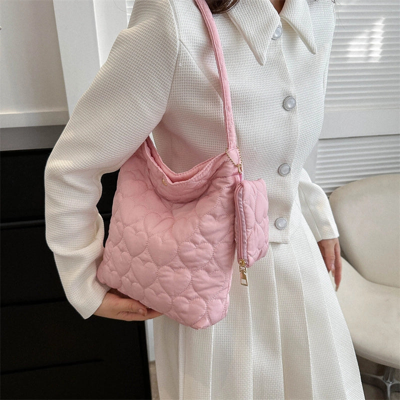 Large Capacity Tote Bag For Women Winter New Simple Casual Student Shoulder Bag Fashion Retro Handbag