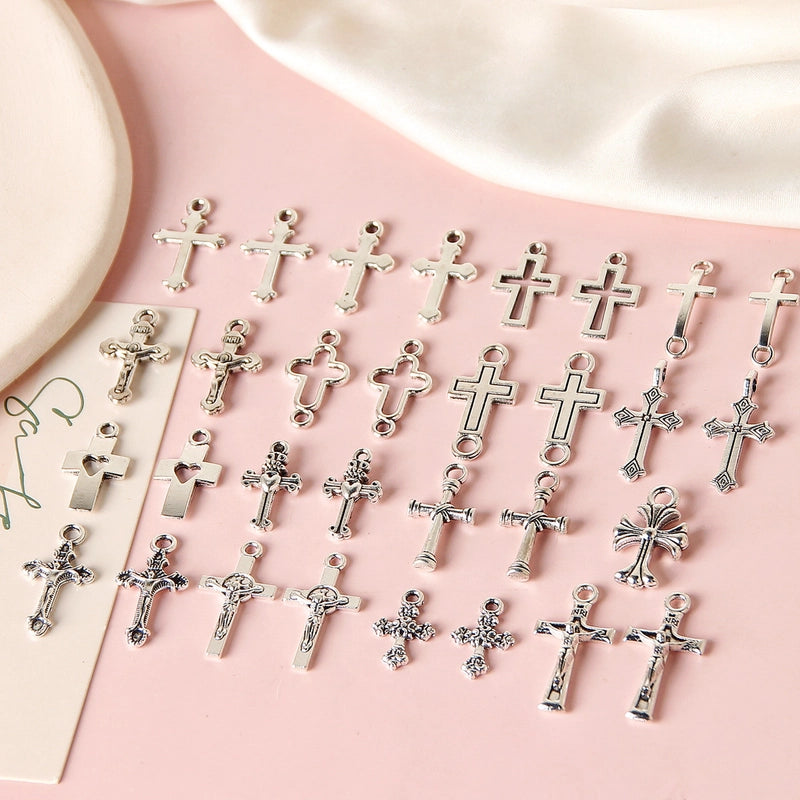 10 PCS/Package 8 * 20mm Alloy Cross Polished Pendant Jewelry Accessories