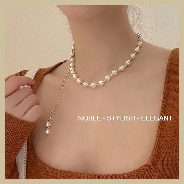 Stylish Drawstring Adjustable Pearl Necklace
