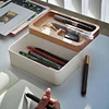 EDC Tray Box with Authentic Wooden Magnetic Swivel Lid for Desk Organizer, Office Accessories, Desktop Storage Box, Modern Home Decor, EDC Tray, Jewelry Tray