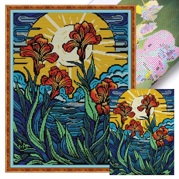 Joy Sunday-Iris (34*43cm) 14CT Stamped Cross Stitch gbfke