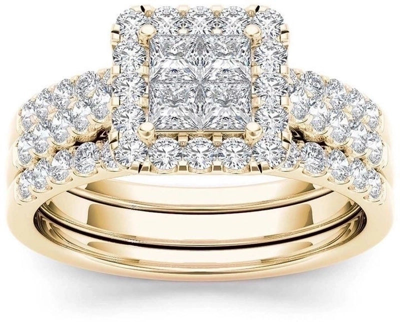 Fashion Flower Alloy Plating Artificial Gemstones Women’S Ring Sets