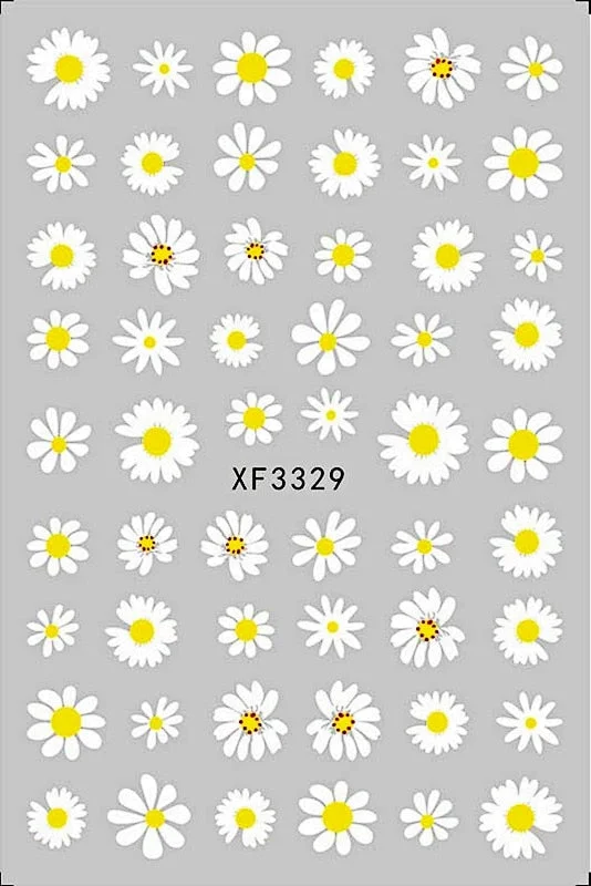 Popular Daisy Nail Sticker for Design Decoration Sunflower Nail Art Decals Adhesive Himawari Sticker for Nail Manicure Design