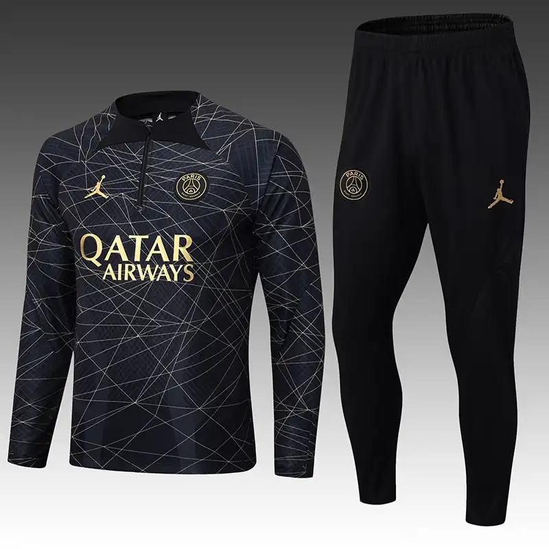 23-24 PSG Half Zipper Long Sleeved Black Training Suit