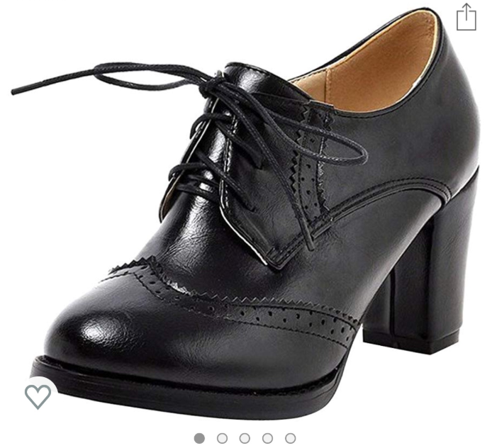 Custom Made Black Block Heel Oxford Shoes for Women Vdcoo