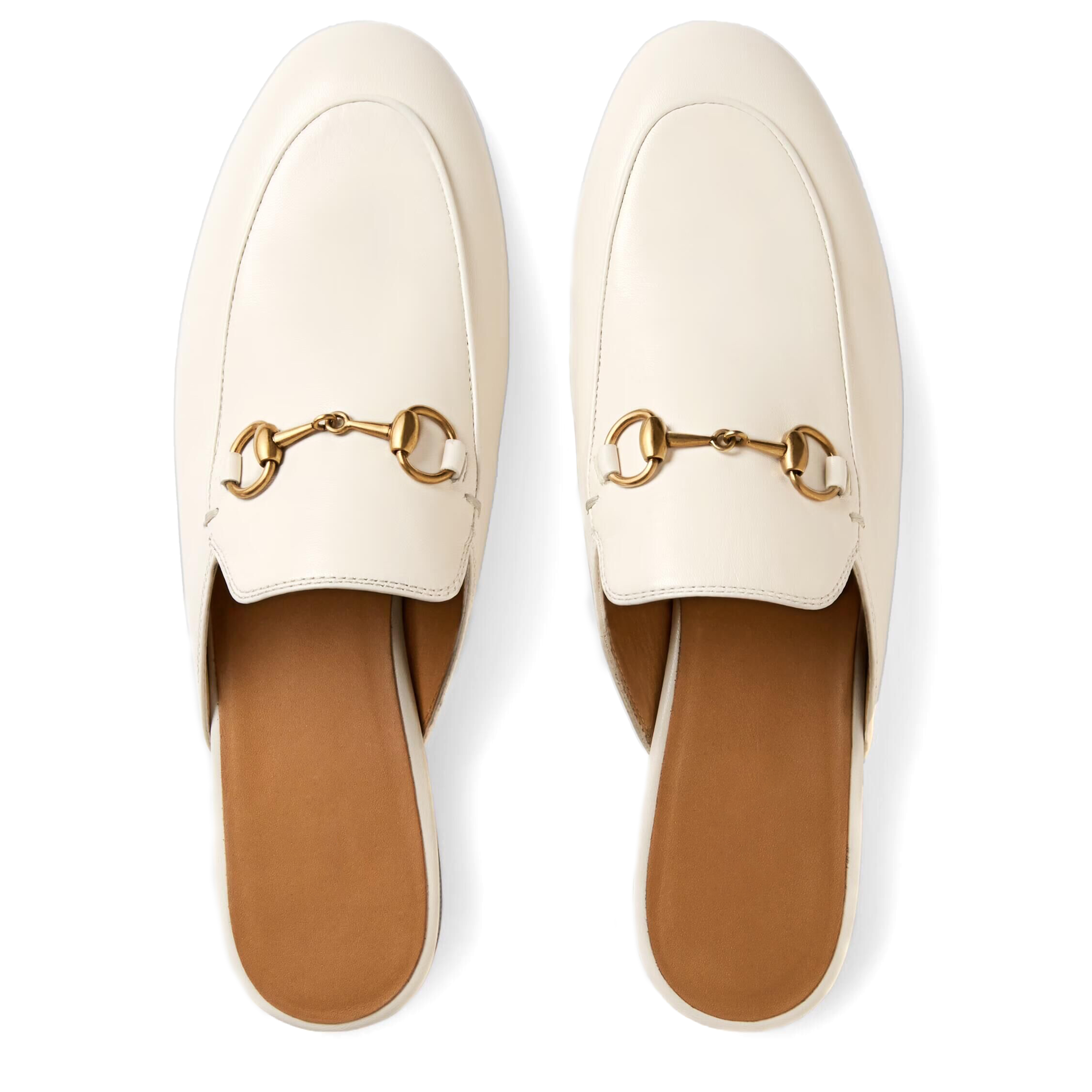 White Classic Metal Buckle Flats Mules Shoes-vocosishoes