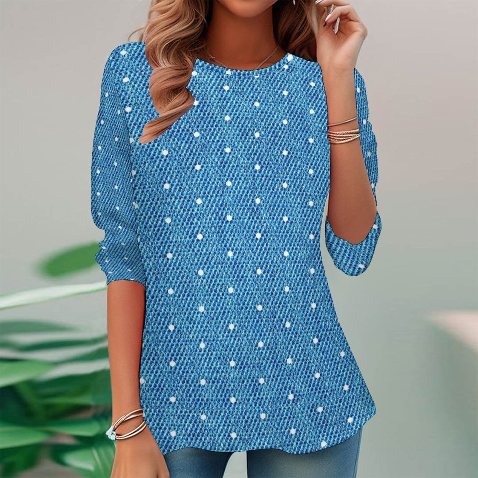 Women Long Sleeve V-neck Graphic Floral Printed Top