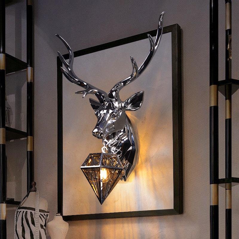 American Wall Lamps Loft Study Retro Deer LED Antlers Wall Light Fixtures Living Room Bedroom Bedside Lamp Sconce Home Luminaire