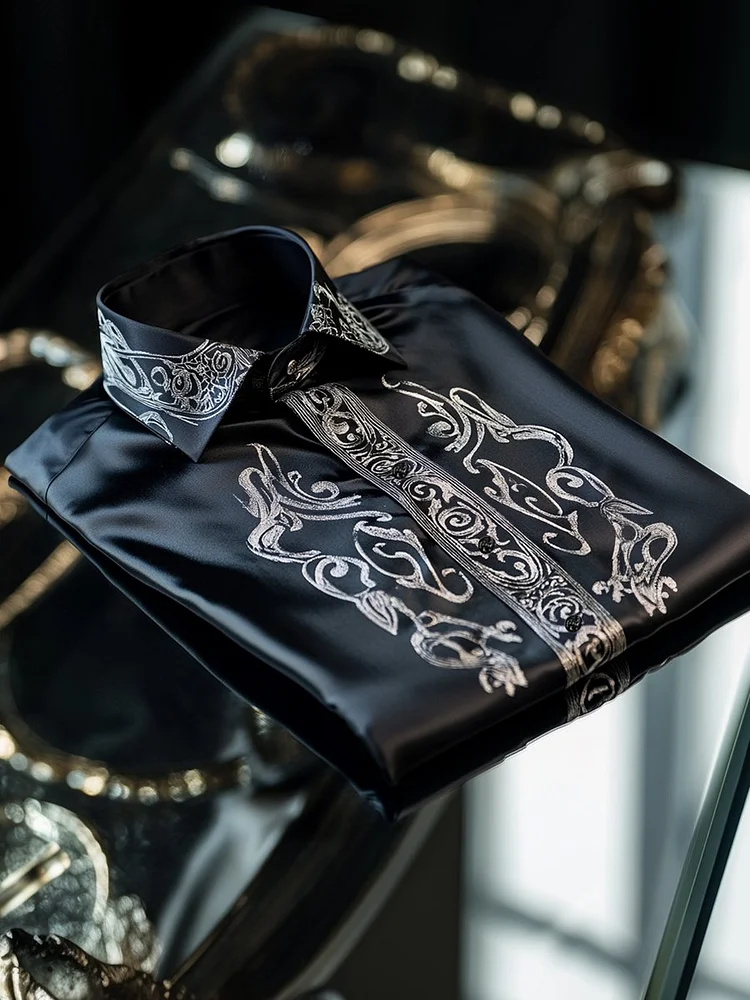 Men's Satin Long Sleeve Shirt