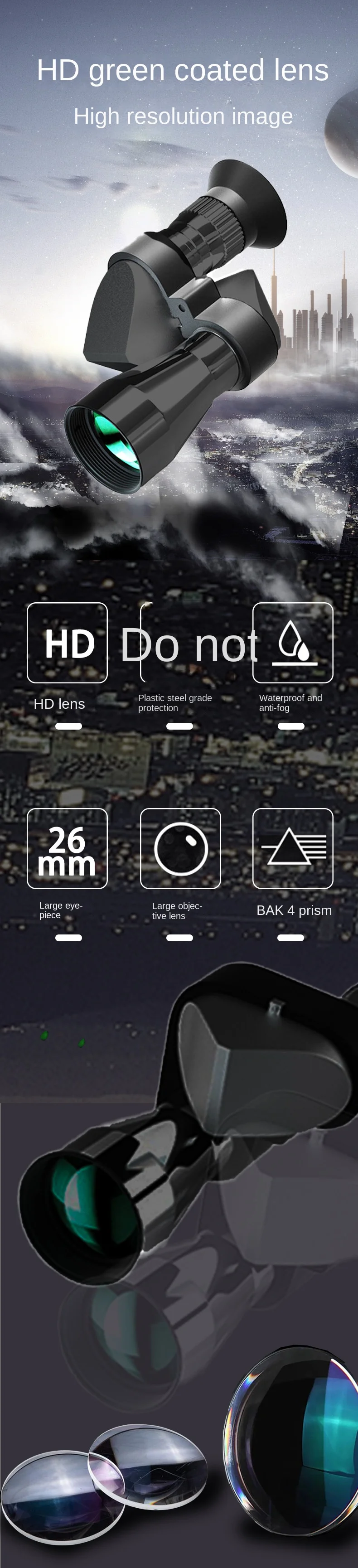 Likron Watches Likron Portable High-Definition Monocular Telescope - All-Optical Lens with High Magnification Zoom for Hun...