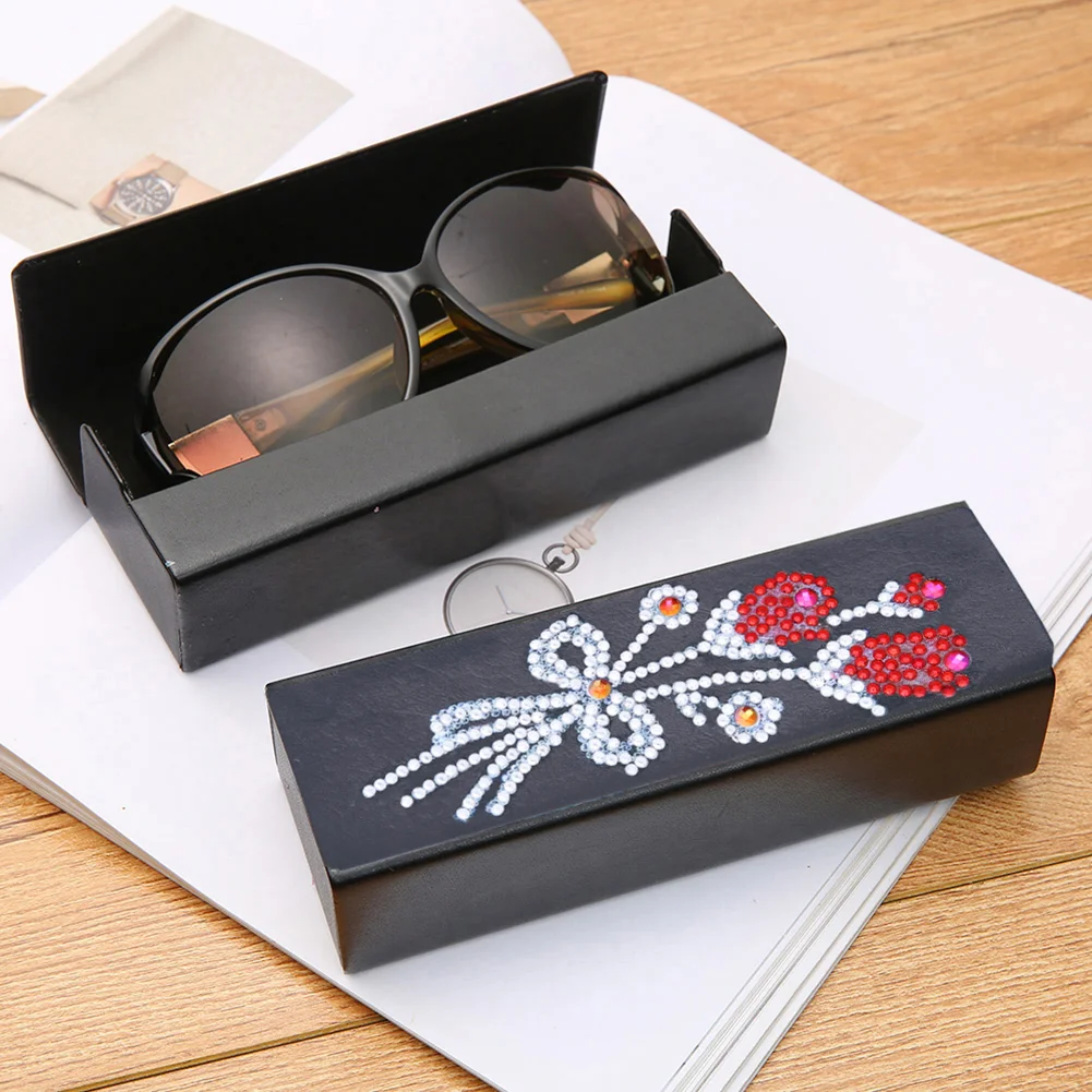 DIY Diamond Painting Leather Eye Glasses Box Travel Sunglasses Storage Case