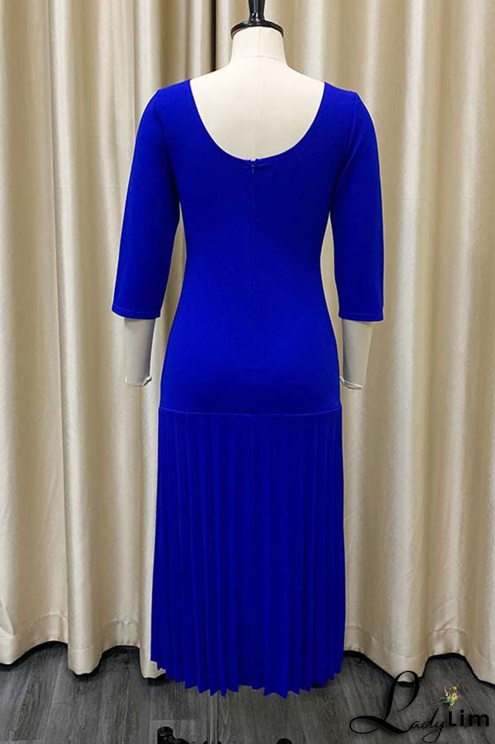 Purple Elegant Solid Patchwork Fold Square Collar Straight Dresses