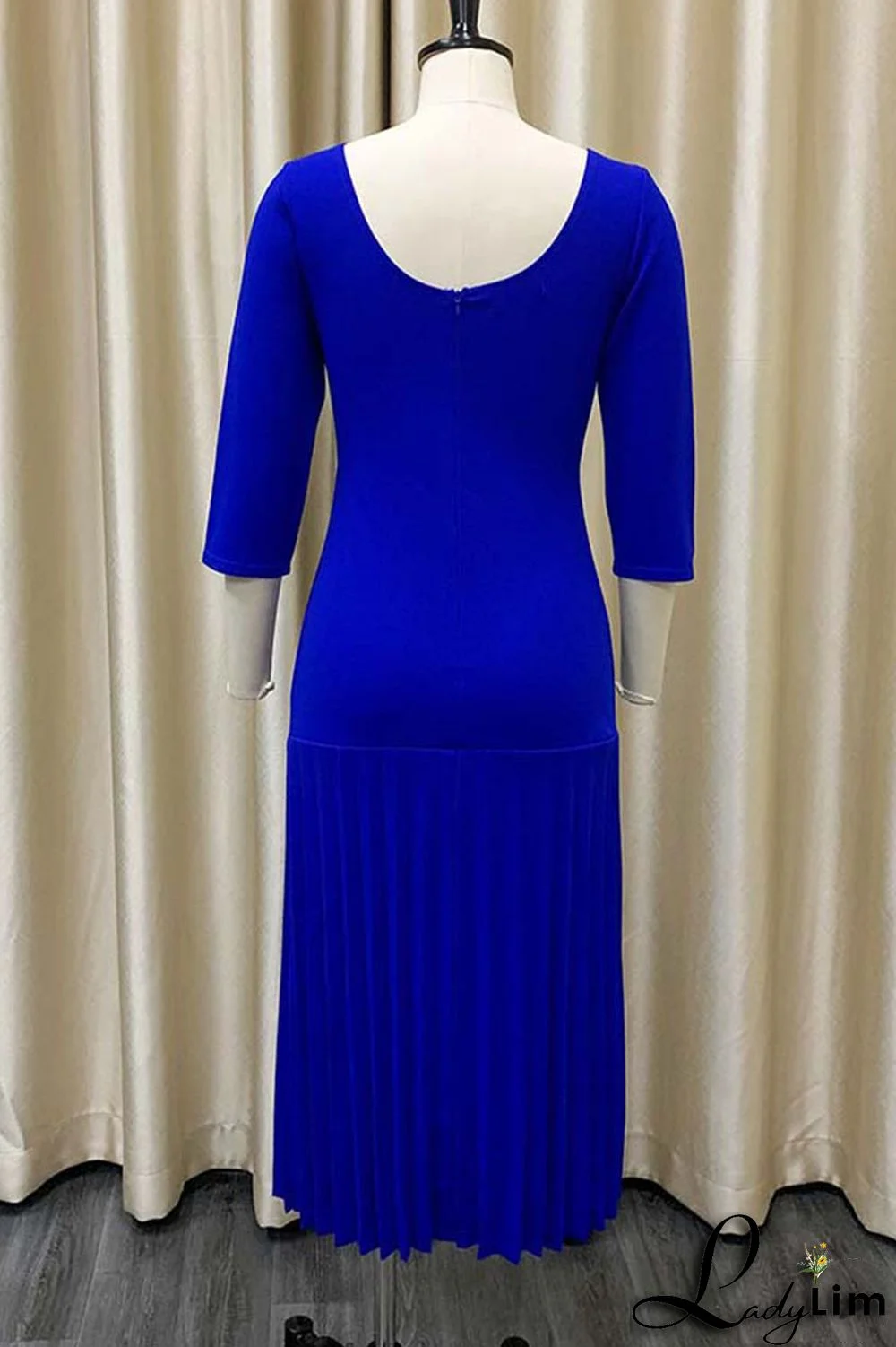 Purple Elegant Solid Patchwork Fold Square Collar Straight Dresses