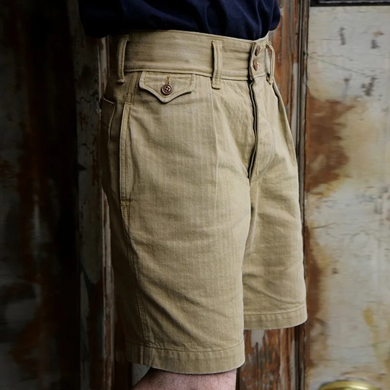 1940s Heavy Yarn-Dyed Herringbone Twill Military Shorts