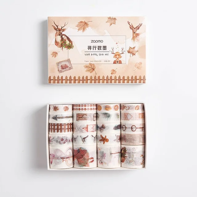 JOURNALSAY 5pcs/set 10mmx2m Simple Grids Series Cute Washi Tape Set