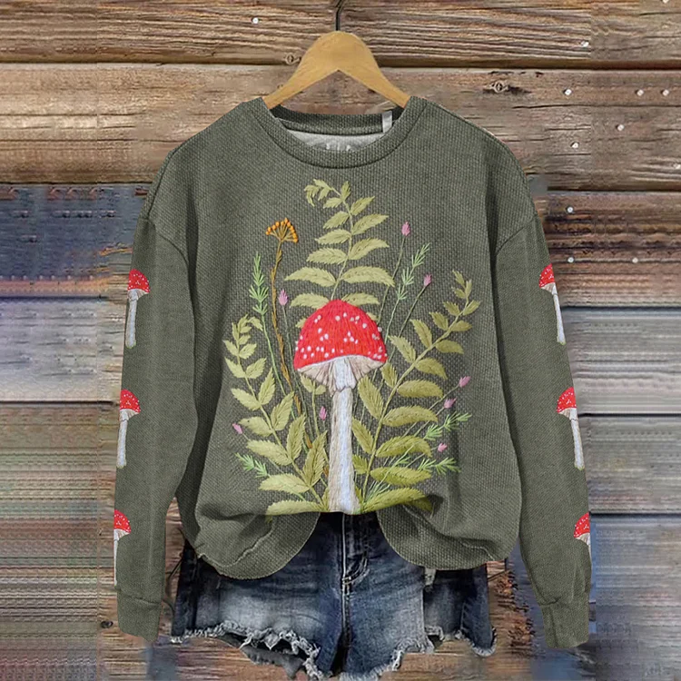 🔥kukelife🔥Women's Forest Mushroom Print Casual Sweatshirt