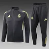 2025/2026 Real Madrid Long Zipped Jacket Dark Gray Football Shirt Set