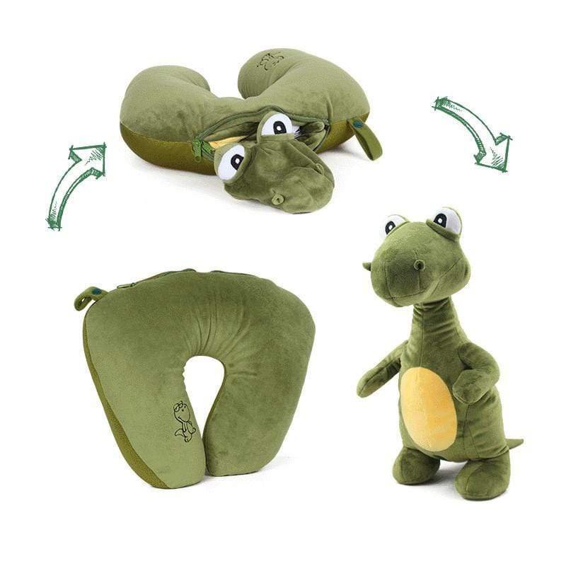 2 in 1 Transforming Dinosaur U Shape Pillow Plush Toy Lightweight Travel Neck Pillow