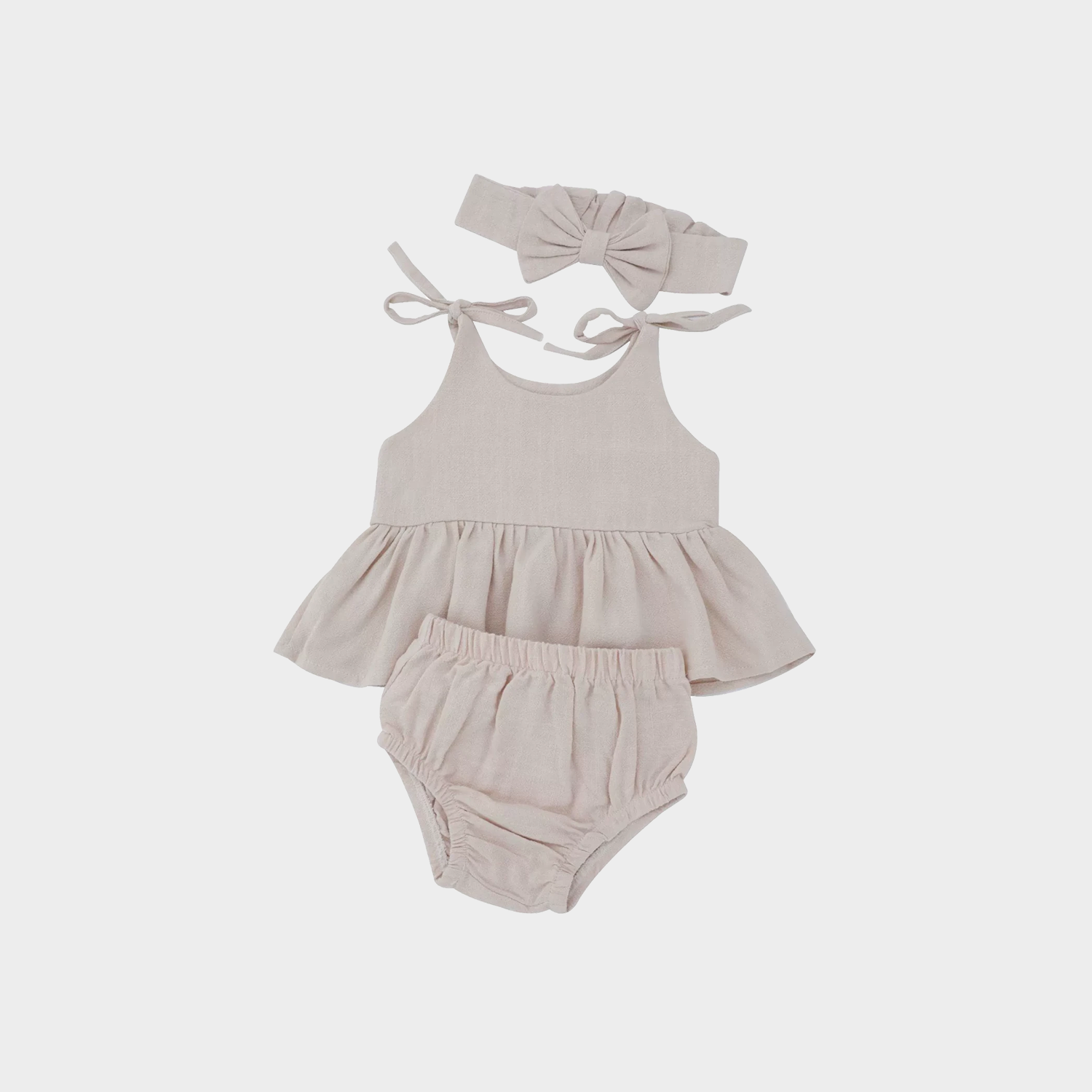 Soft Ruffled Linen Baby Girl Romper Set REAL SILK LIFE