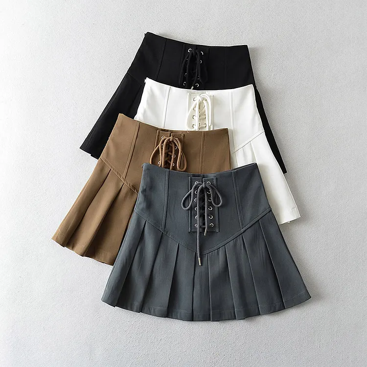 Pleated High-rise Zippered Skirt