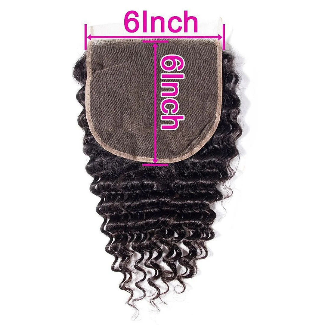 Deep Wave HD Lace 6X6/7X7 Closure Human hair With Baby Hair Pre Plucked Natural Color