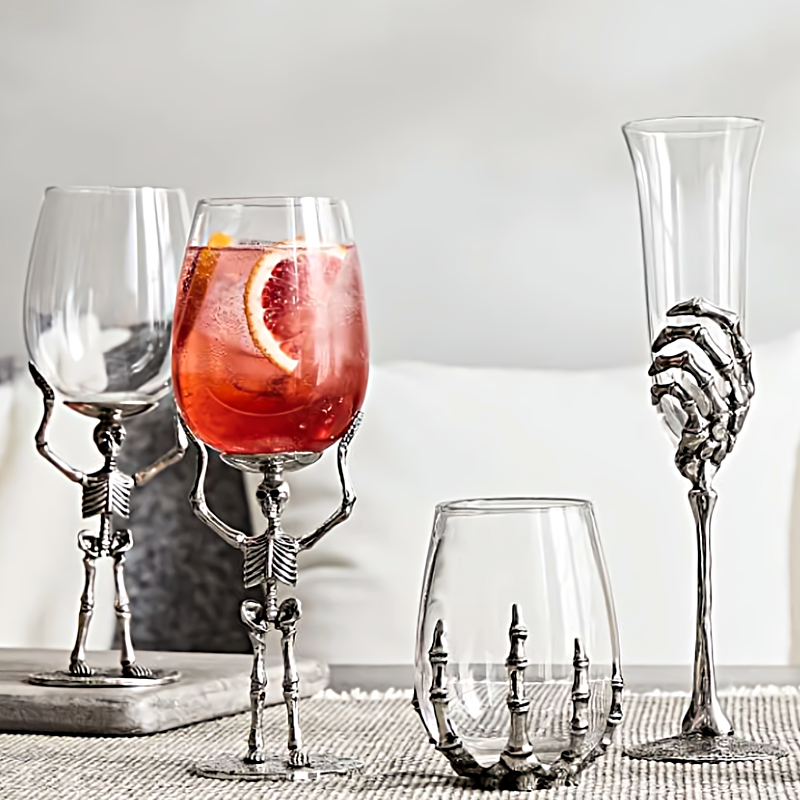 Skeleton & Ghost Hand Wine Glass