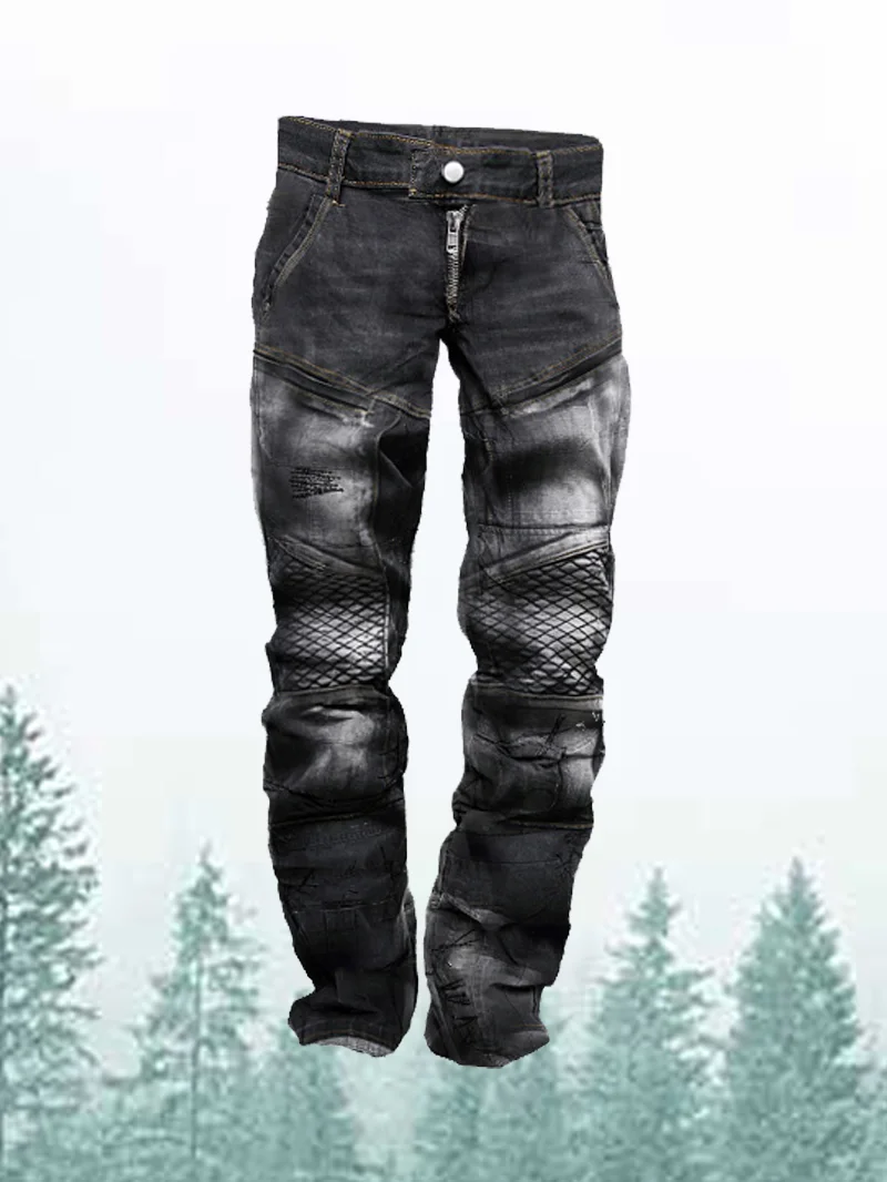 Men's Personalized Biker Pleated Jeans in  mildstyles