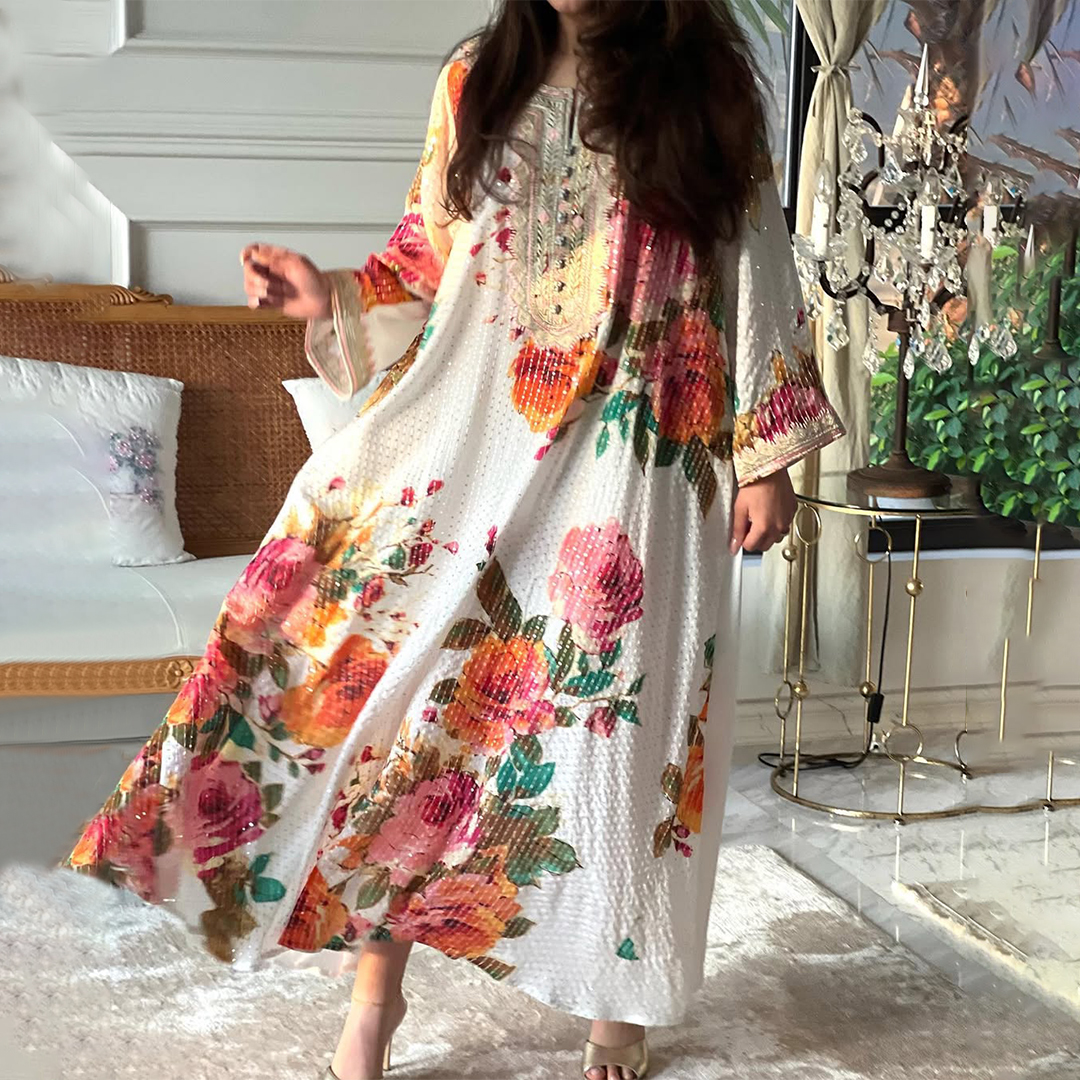 Ladies Middle Eastern Bohemian Floral Jalabiya