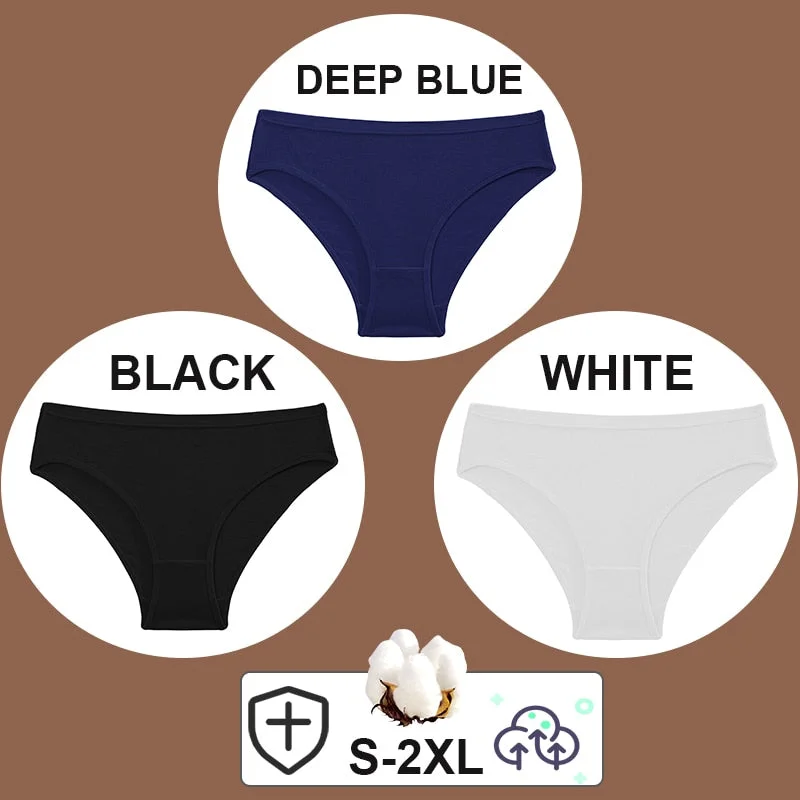 FINETOO 3PCS/Set Women Cotton Pantys Soft Back Love Lace Briefs Mesh Femme Underpants Woman Low-Waist Underwear Lingerie S-2XL