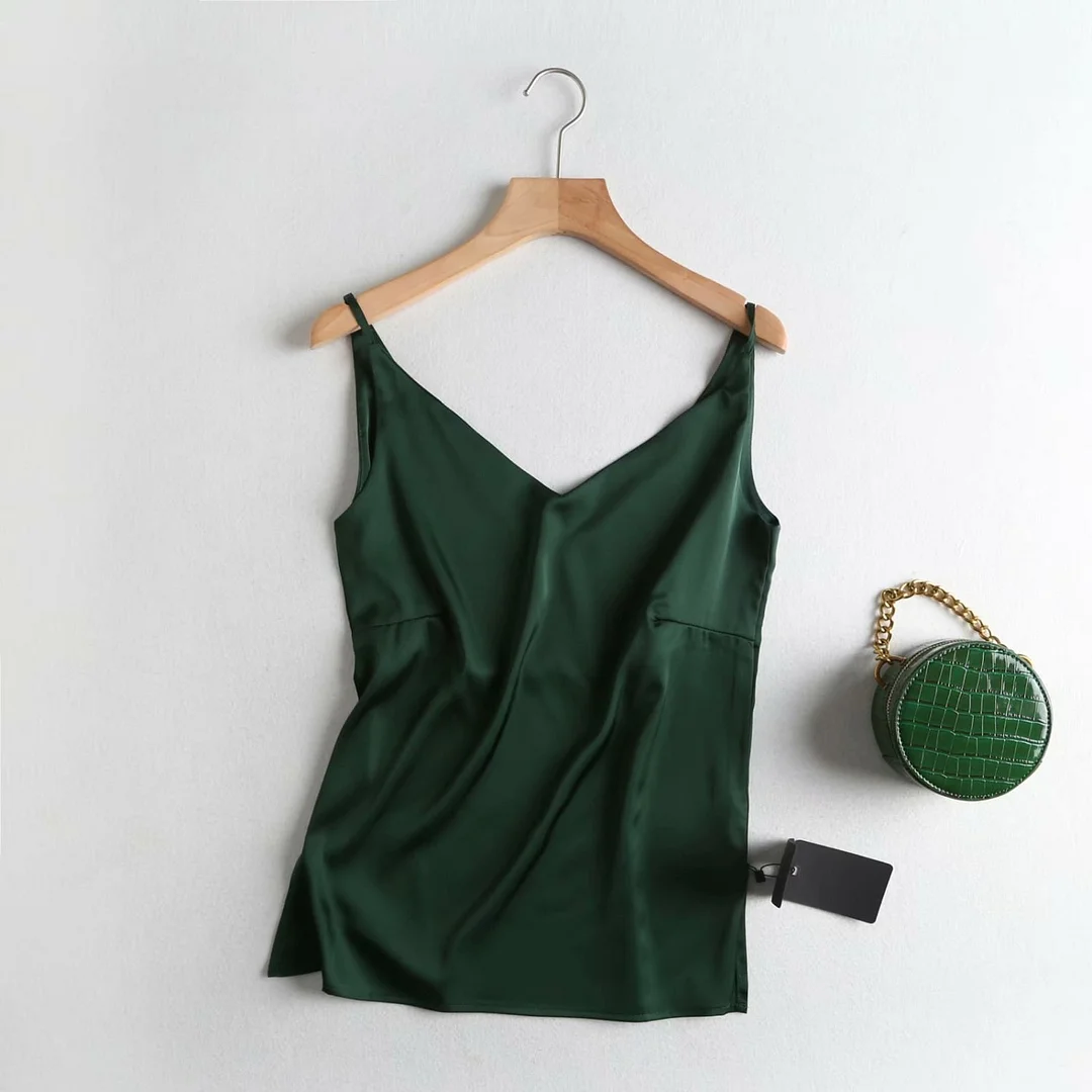 toppies summer tops ladies satin camisole tops womens sleeveless v-neck t-shirts solid color