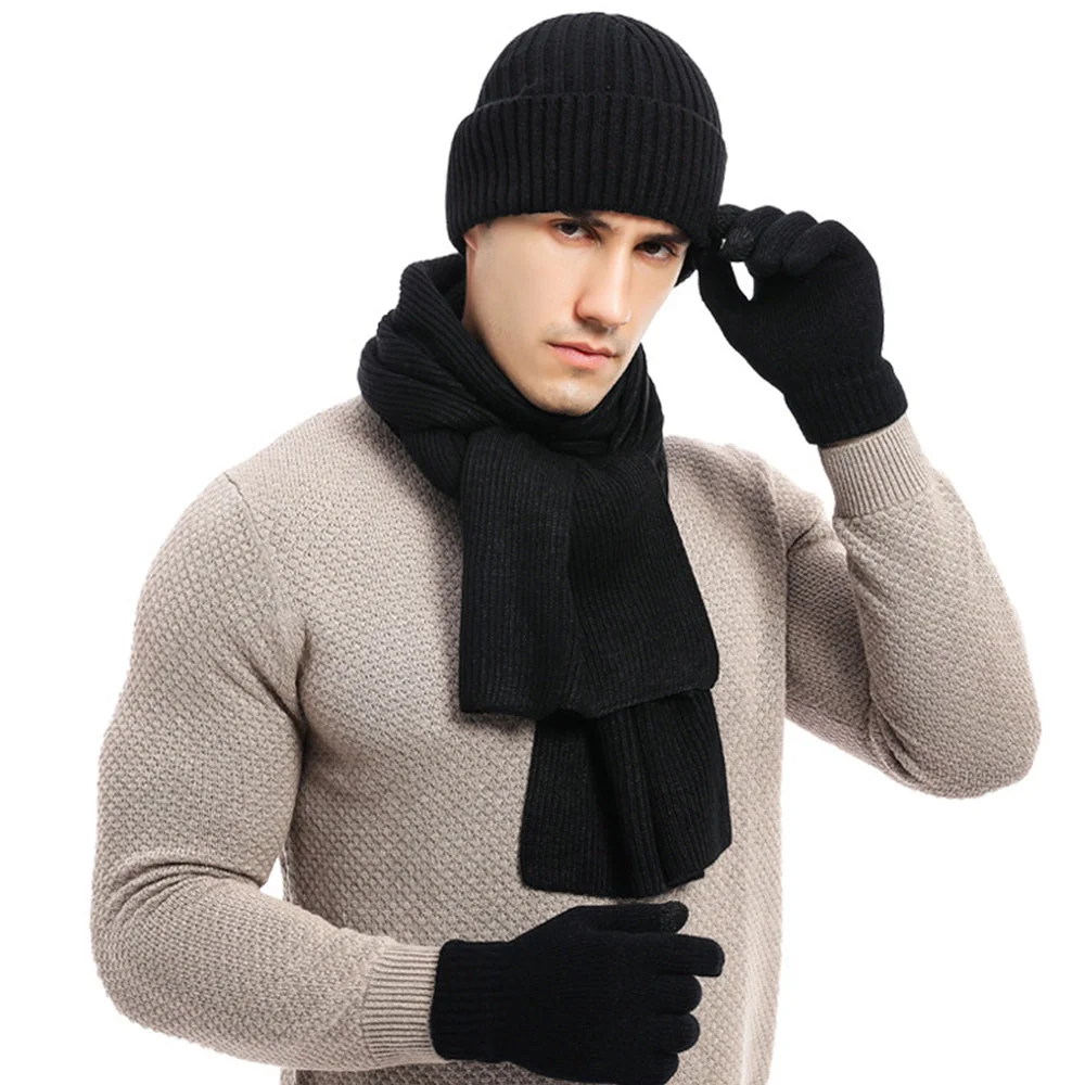 Smiledeer New autumn and winter thickened mixed color men's and women's hats, scarves, gloves and warm three-piece suits