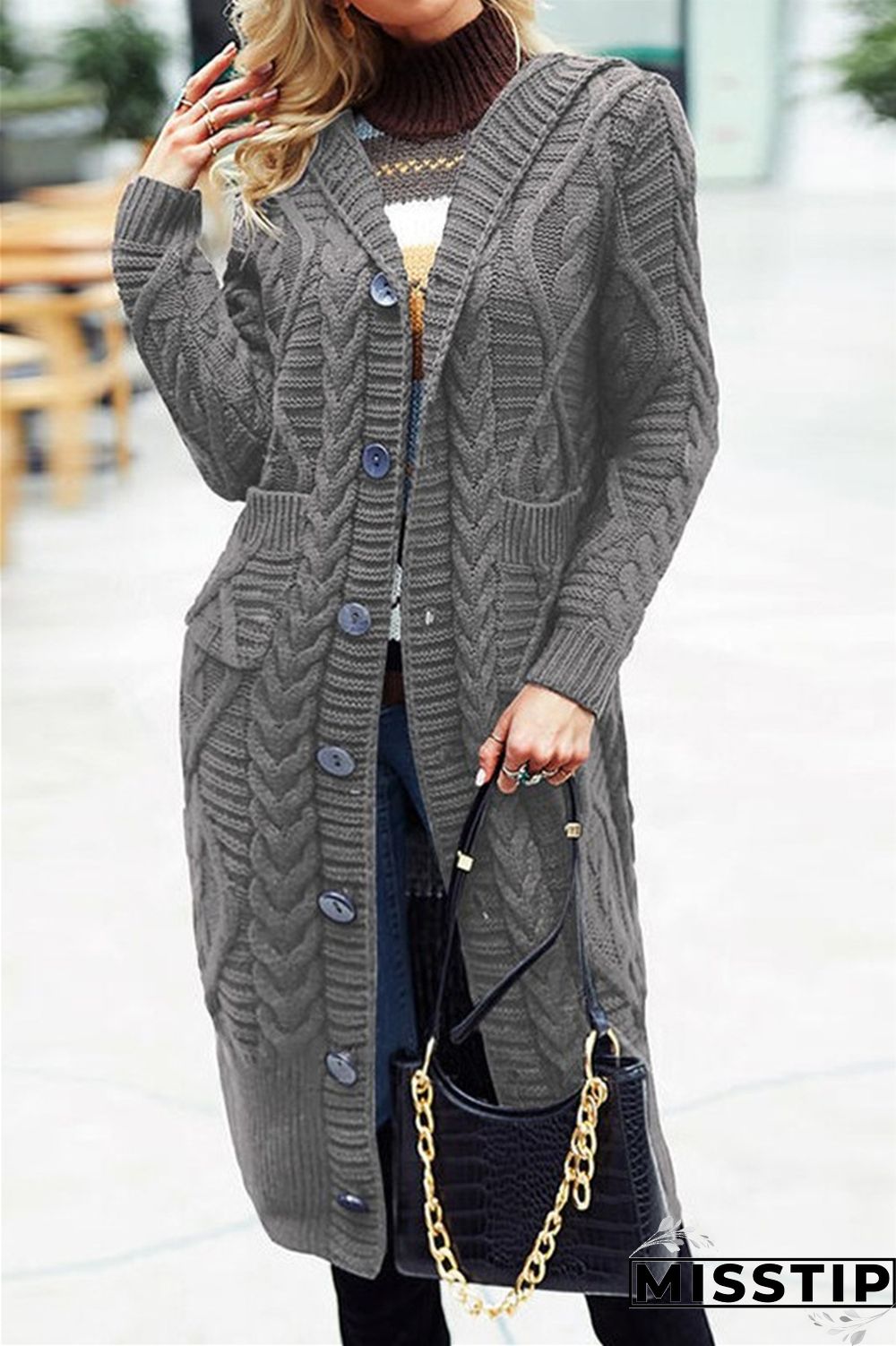 Black Casual Solid Patchwork Cardigan Collar Outerwear