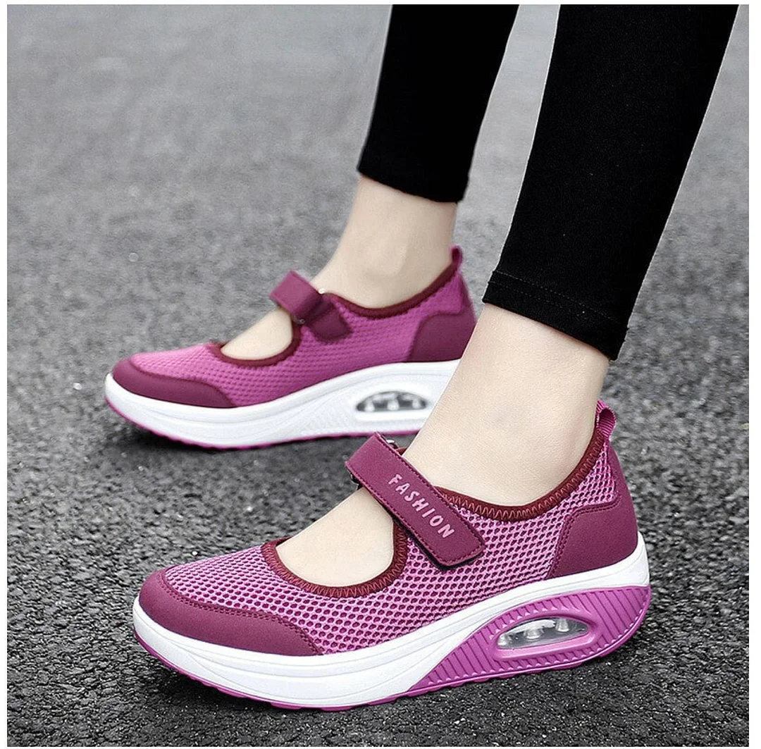 Qengg Running Sneakers Women Fashion Mesh Breathable Casual Wedge Platform Hiking Shoes Female Tenis Feminino Zapatillas Mujer
