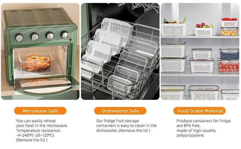 💖Last Day Sale 49% OFF🔥Household transparent plastic food storage box-Including drain basket💧