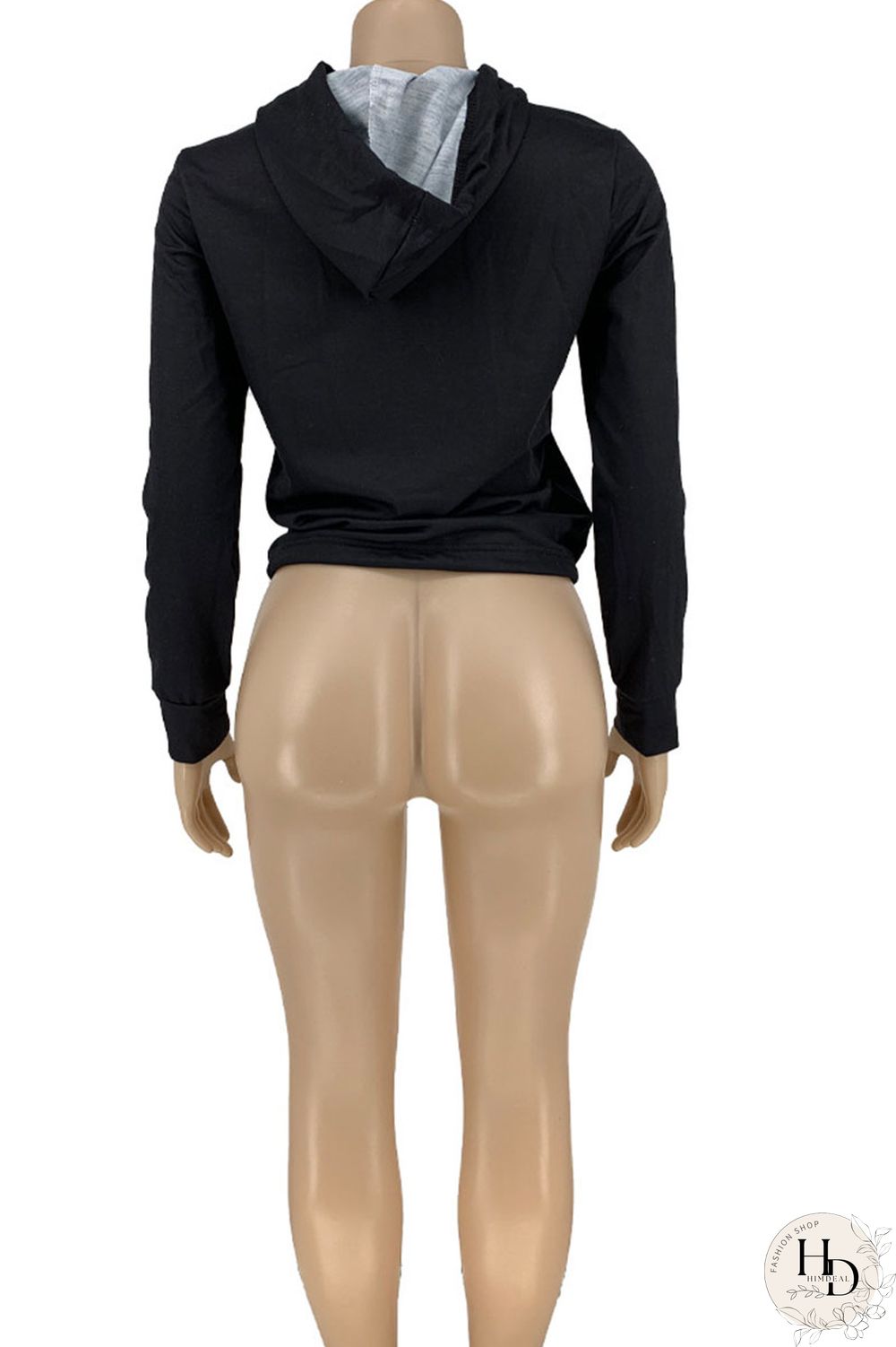 Red Street Print Hooded Collar Mid Waist Tops