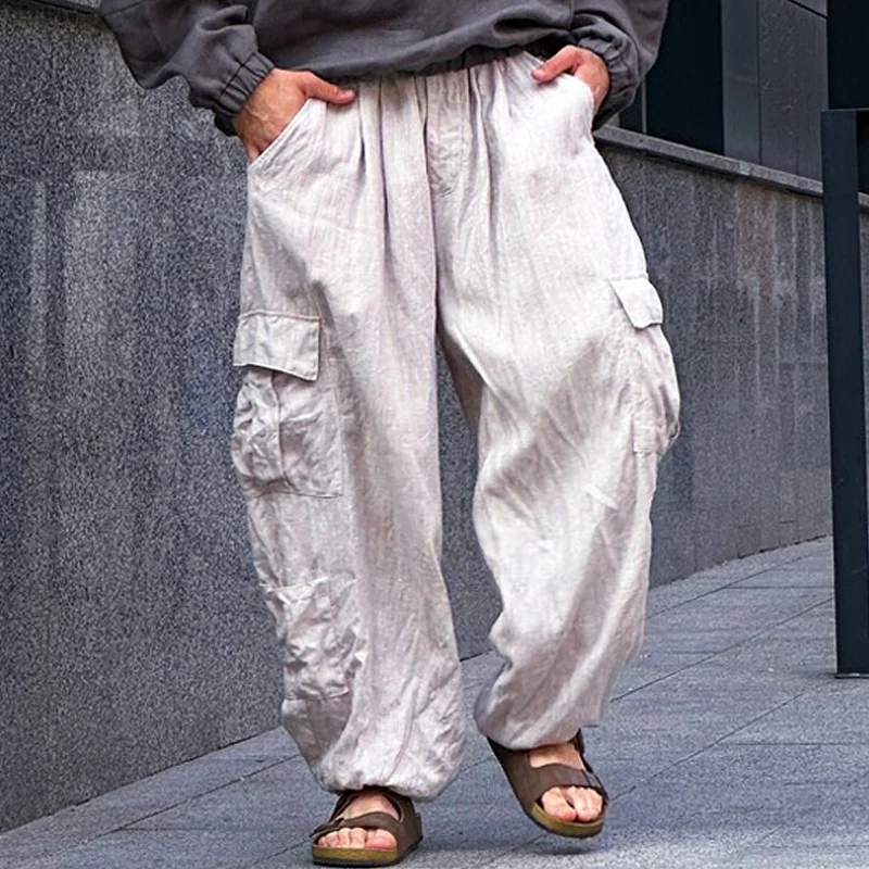 Natural Linen Relaxed Harem Pants