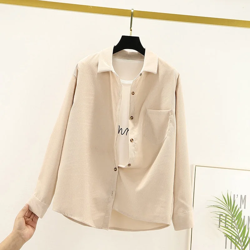 Button Down Shirt For Women Womens Tops And Blouses Womenswear Long Sleeve Ladies Clothing 2020 New Fashion Loose Solid White