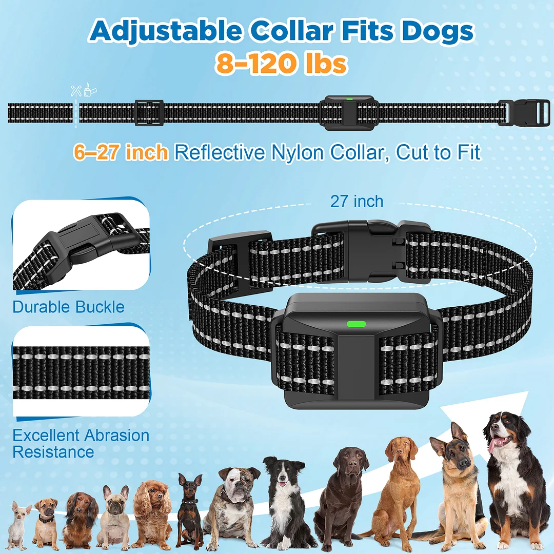 Dog Training Collar with Remote for All Dog Sizes, 1640FT Range IP67-Rated Dog Shock Collar with Beep Vibration Safe Shock, Safety Lock, Reflective Nylon Collar, Rechargeable